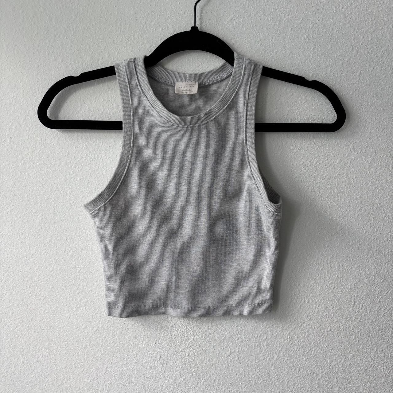 Grey Cropped Ribbed Tank Top